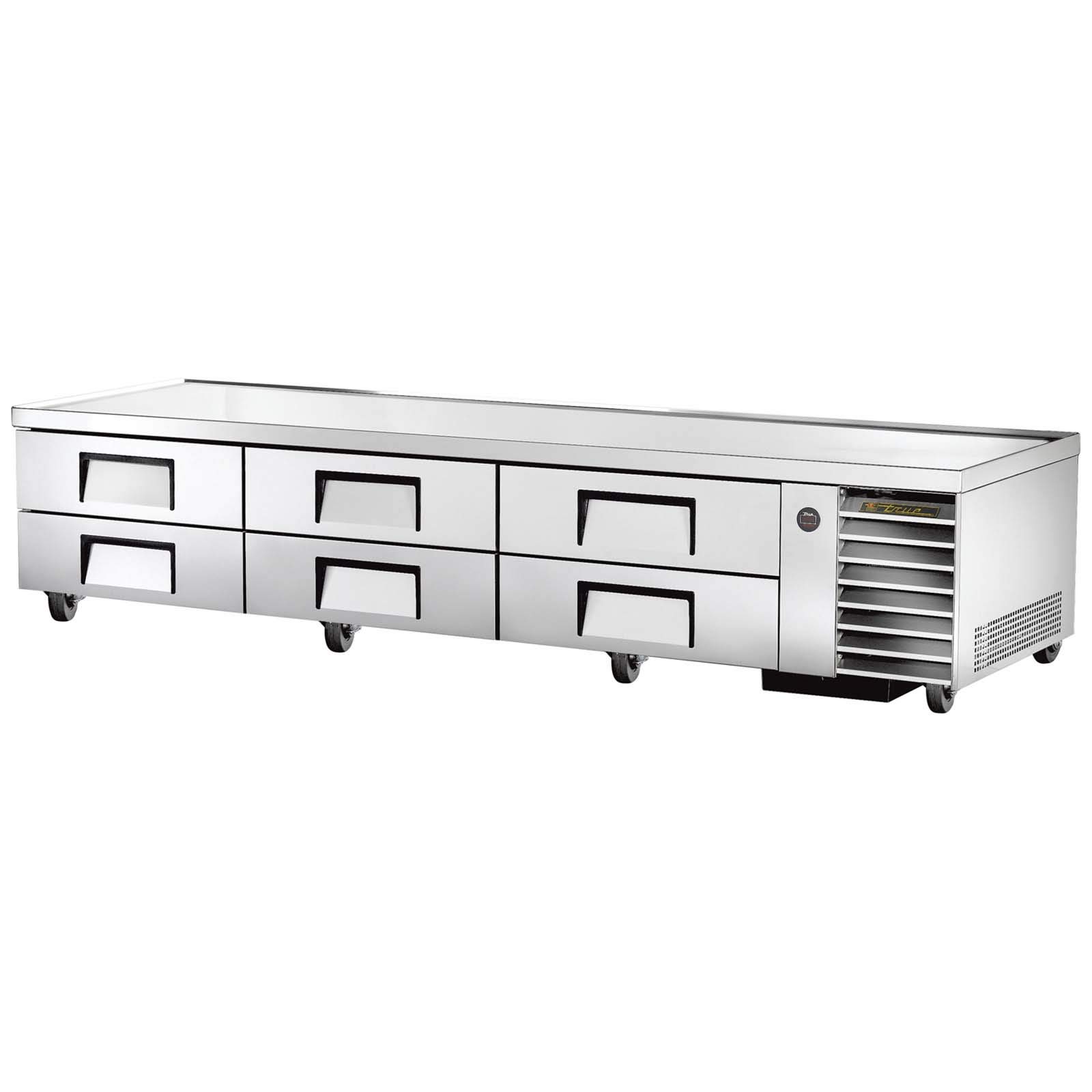 S/S 110"W 6-Drawer Refrigerated Chef Base by TRUE – STAINLESS STEEL, Model TRCB-110