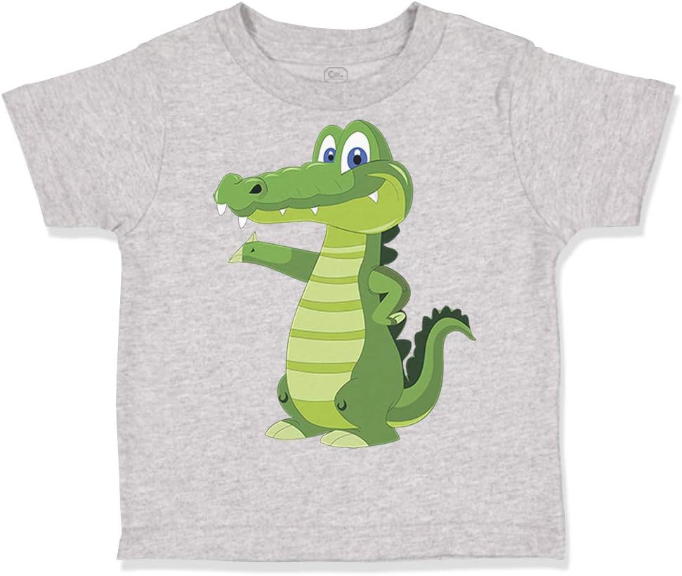 Toddler T-Shirt Reptiles Little Crocodile Funny Cotton Reptile Boy & Girl Clothes Cute Baby Funny Tee Oxford Gray Design Only 3T