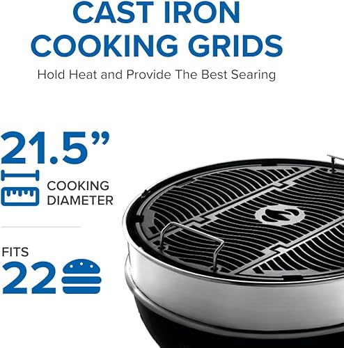 Miniatura 5 de Napoleon PRO22 - Parrilla profesional para hervidor de carbón, negro, tapa y cuenco esmaltados de porcelana, rejilla de cocción cromada