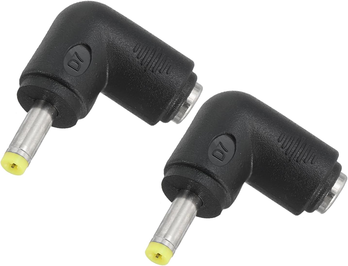 PATIKIL DC Power Connector Adapter, 2Pcs 90 Degree Angle 5.5mm x 2.1mm Female Jack to 4.0mm x 1.7mm Male Plug Coupler Converter, Black/Yellow