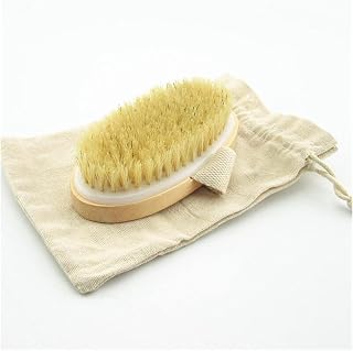 Escova de cerdas naturais macias para pele seca, escova de banho de madeira, escova de cerdas de banho, escova de spa, sem alça