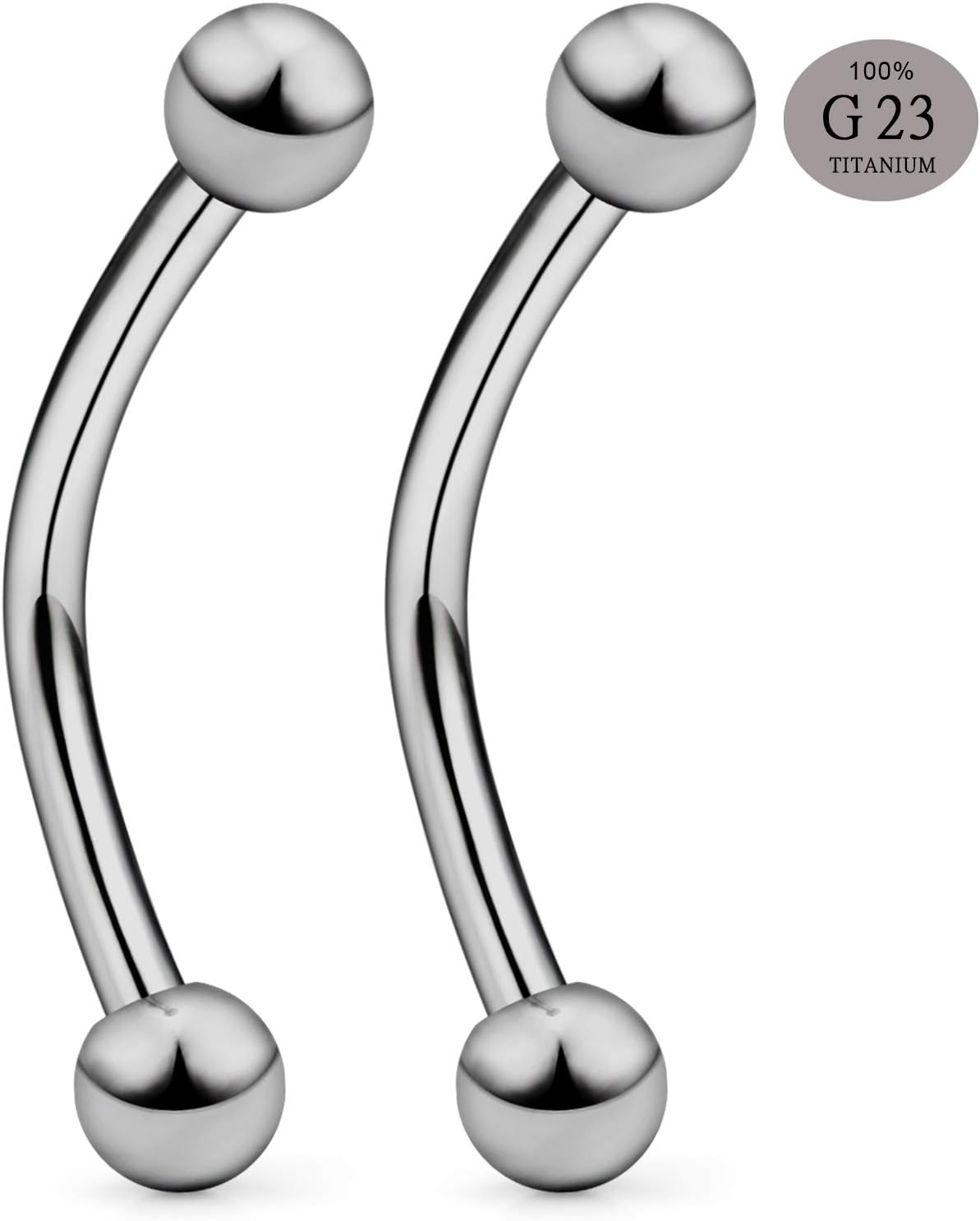 SCERRING 2-8PCS 16G G23 Titanium Curved Eyebrow Barbell Tragus Helix Ear Belly Lip Nipple Tongue Ring Body Piercing Jewelry 6-16mm
