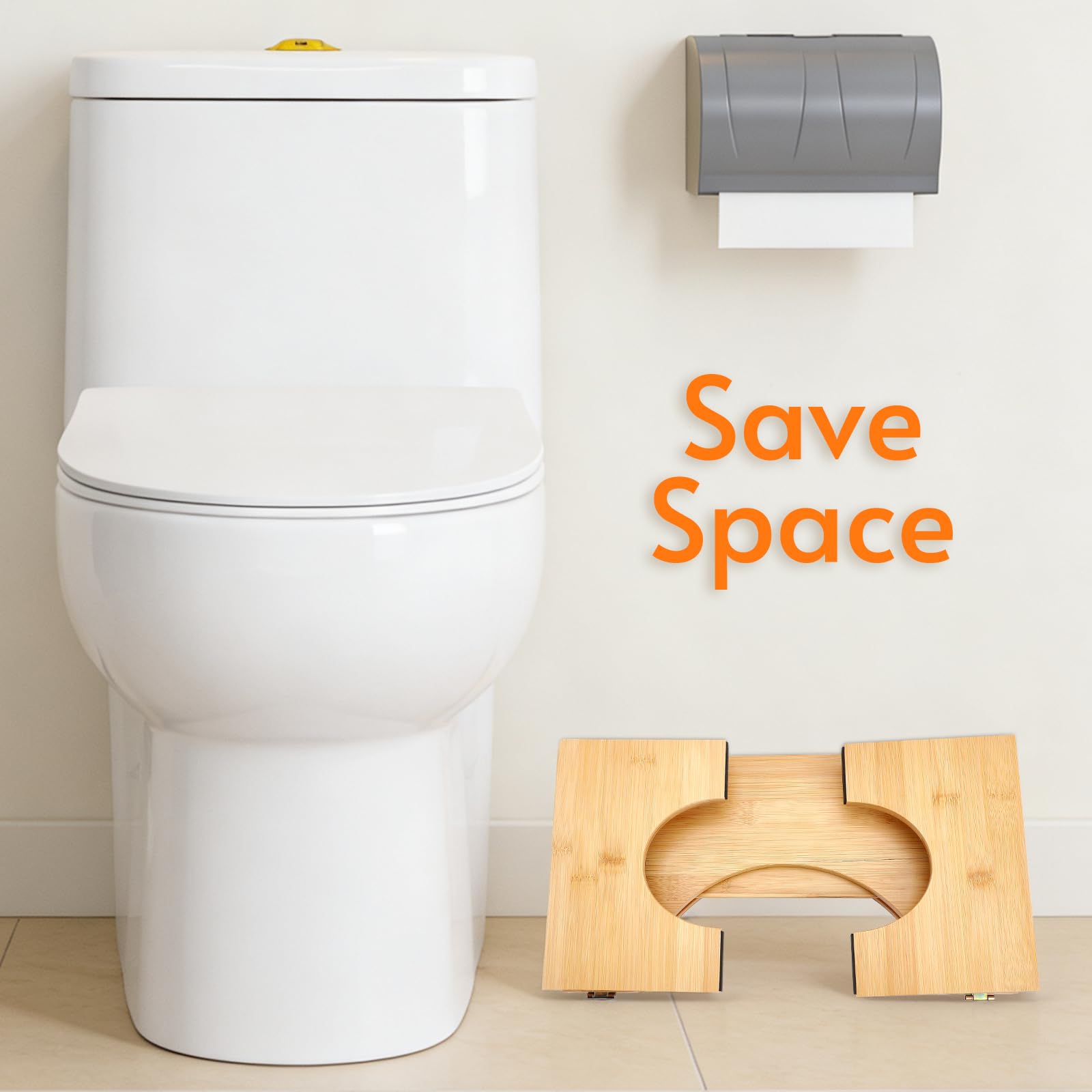 Sgabello WC in Bambù,Portatile Sgabello Pieghevole per Adulti,Antiscivolo Sgabello da Bagno con 4 Livelli,Ergonomico a Forma di C per Combattere la Stitichezza,Flatulenza e Facilitare l'evacuazione