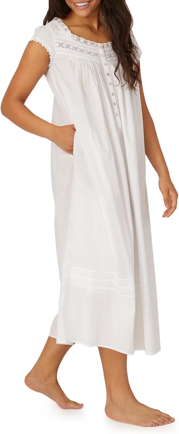 Eileen West Queen Anne’s Lace Womens Sleepwear & Loungewear – Heirloom Dream Collection - 100% Cotton Full-Length Nightgown - Image 3