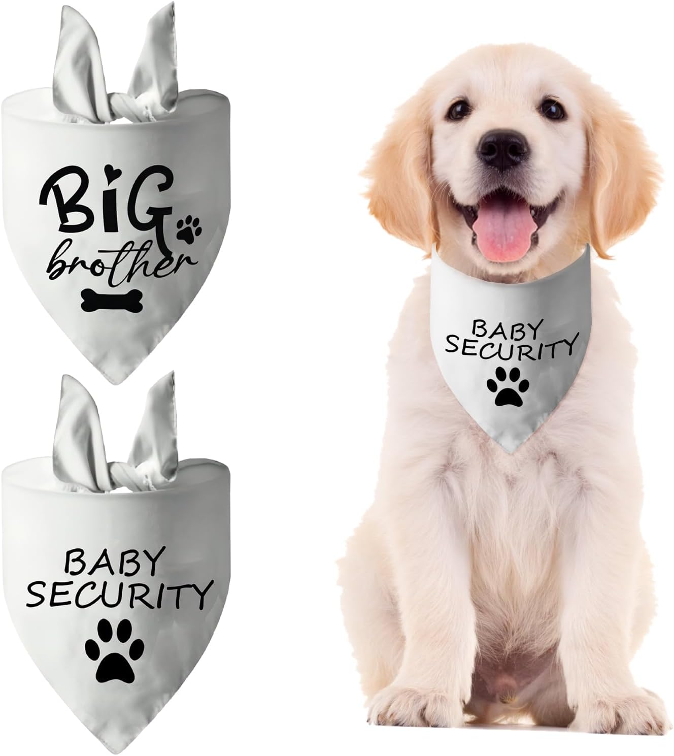 2 Pcs Dog Bandanas White Triangle Pregnancy Announcement Bandana for Dogs Large Pet Scarf with Big Brother Pet Costume Accessories Dog Gifts 7
