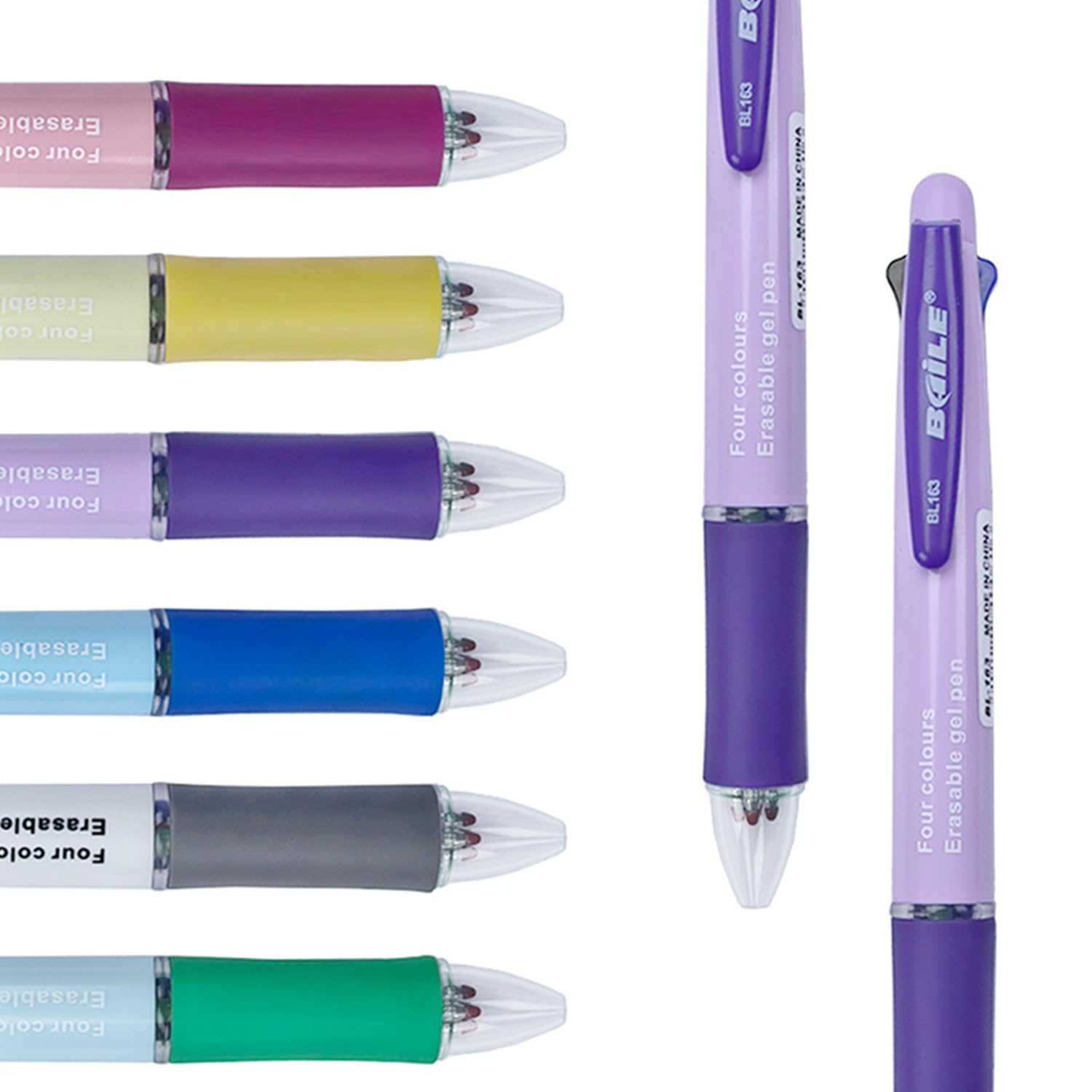 6 Penne Cancellabili Colorate Retrattili – Punta 0.5 Mm, Gomma Incorporata, Confezione 6 Colori – Per Ufficio E Scuola