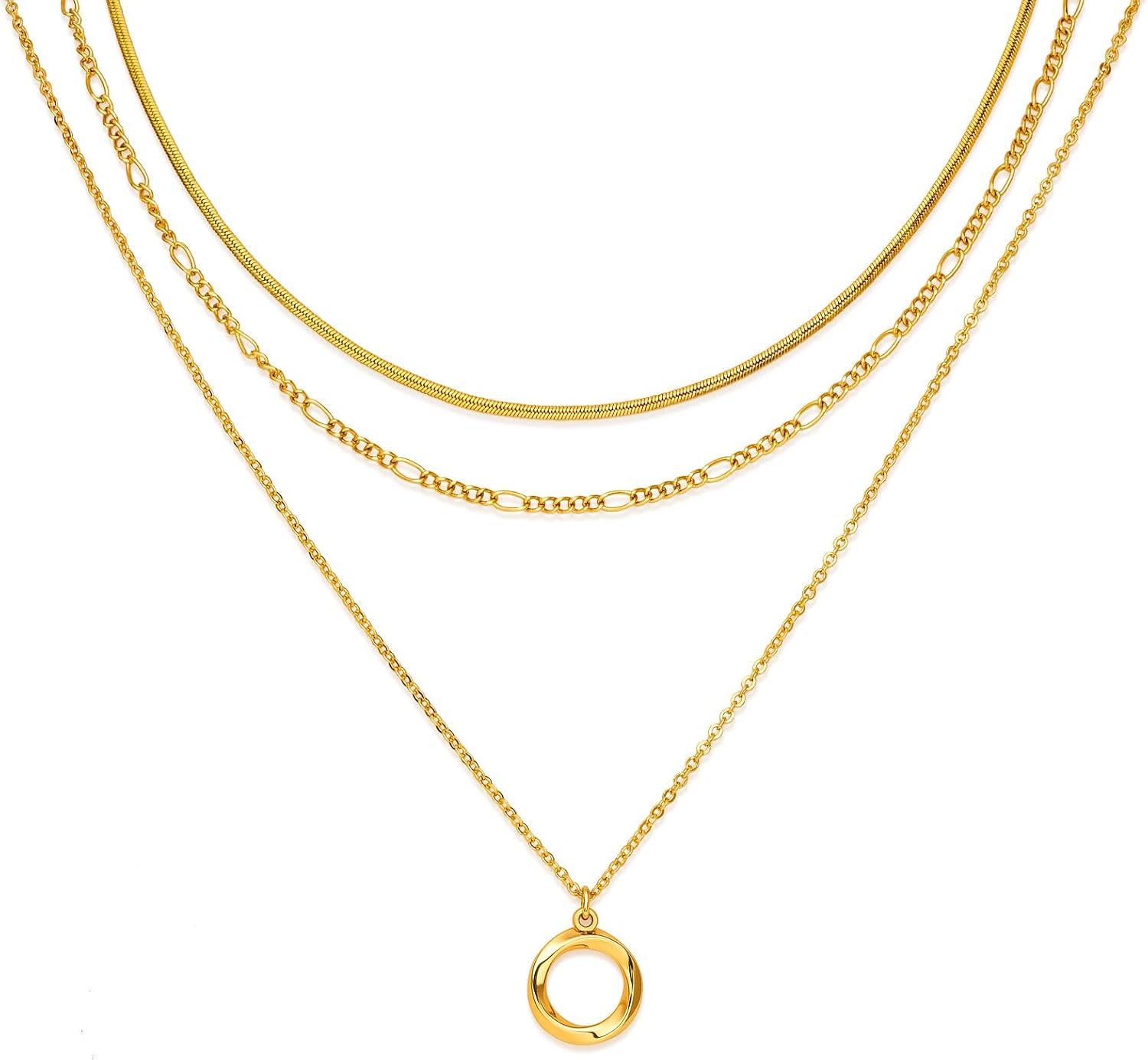 LANE WOODS Gold Plated Necklaces for Women - Multilayer Coin Medallion Pendant Necklace Adjustable Layering Choker Necklaces Chain Set Jewelry