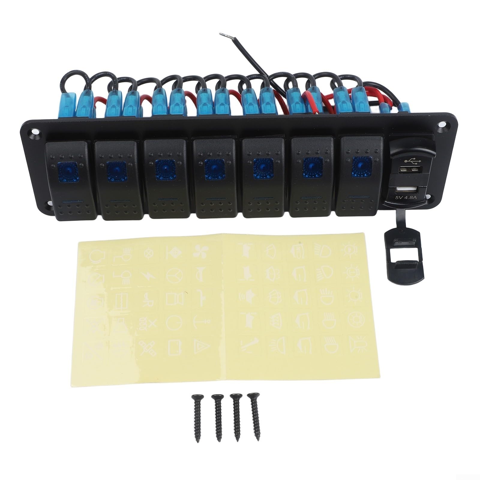 Panel Interruptor 8 Gang LED Aluminio 12V 24V