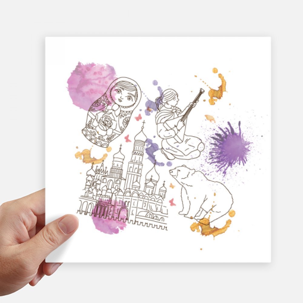Autocollant carré Russie grand format sticker décoratif multicolore 20x20 cm pour mur et moto