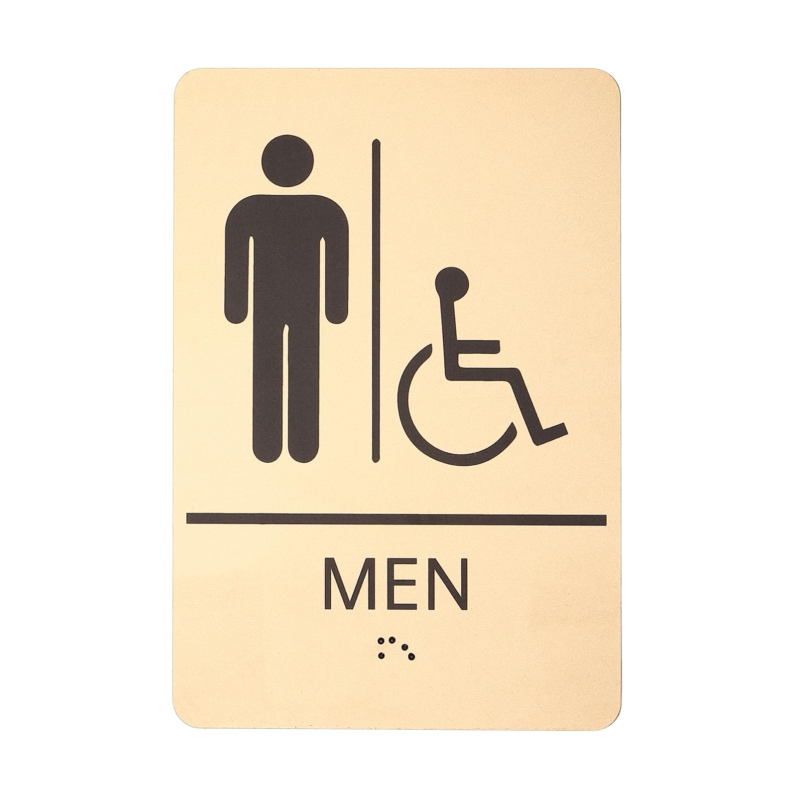 PATIKIL 1 Pcs Restroom Sign, 9x6 Inch Men Braille Braille Restroom Bathroom Sign with Braille for Business Office Door Toilet Wall Decoration, Gold & black — image 1