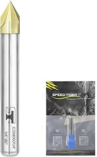 SPEED TIGER Chamfer End Mill - CNC Carving Bits, V Groove, 60 Degree, ICSM3/8"Diameter 3"OVL (1 Piece, 3/8" 60°) - for Wood, Alloy Steels, Hardened Steels – Mill Bits Sets for DIYers & Professionals