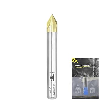 SPEED TIGER Chamfer End Mill - CNC Carving Bits, V Groove, 60 Degree, ICSM1/2 Diameter 3" OVL 1 Piece, 1/2" 60 - for Wood, Alloy Steels, Hardened Steels Mill Bits Sets for DIYers & Professionals