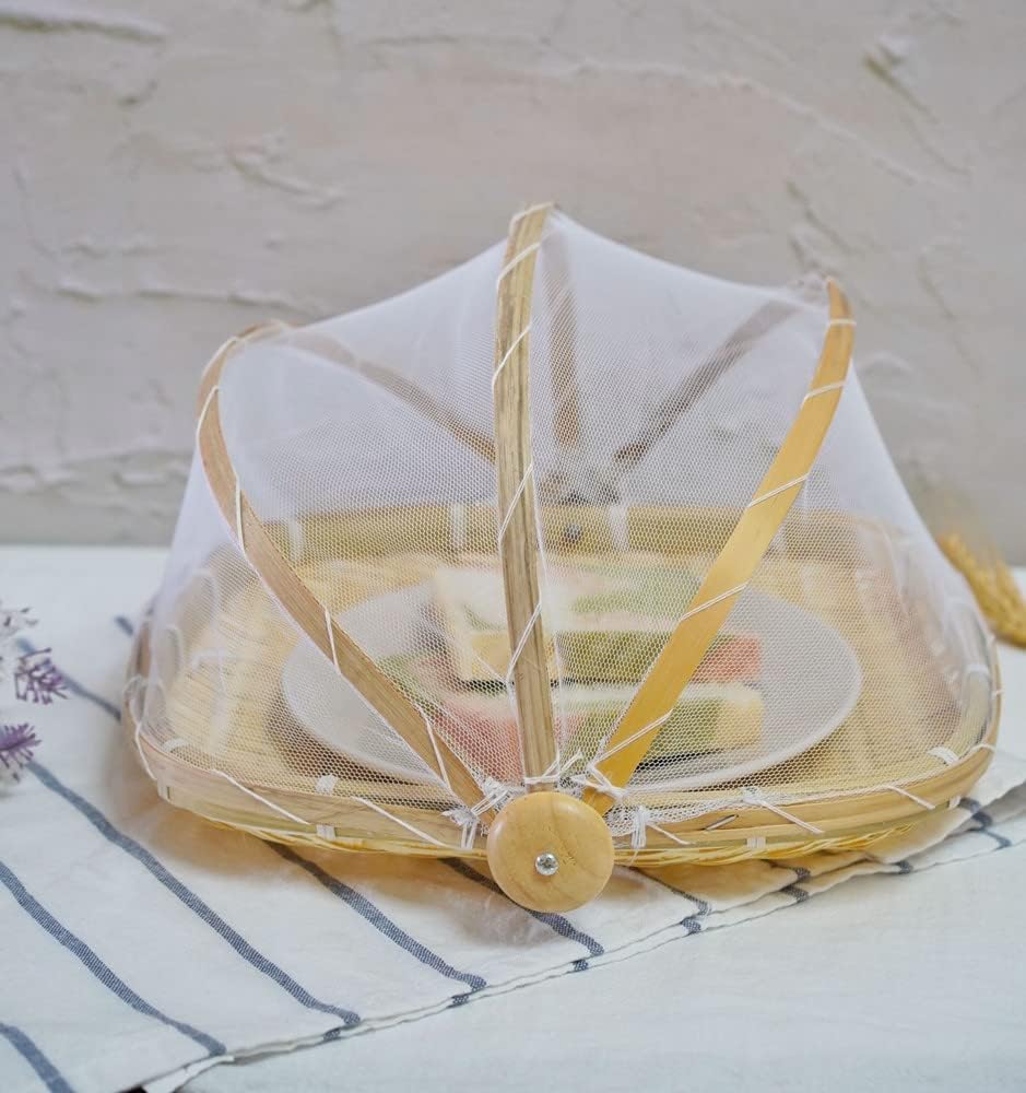 Square Bamboo Tent Basket with Lid, Vegetable/Fruit, Bread, Storage Basket?Side length40cm (15.7 inches)