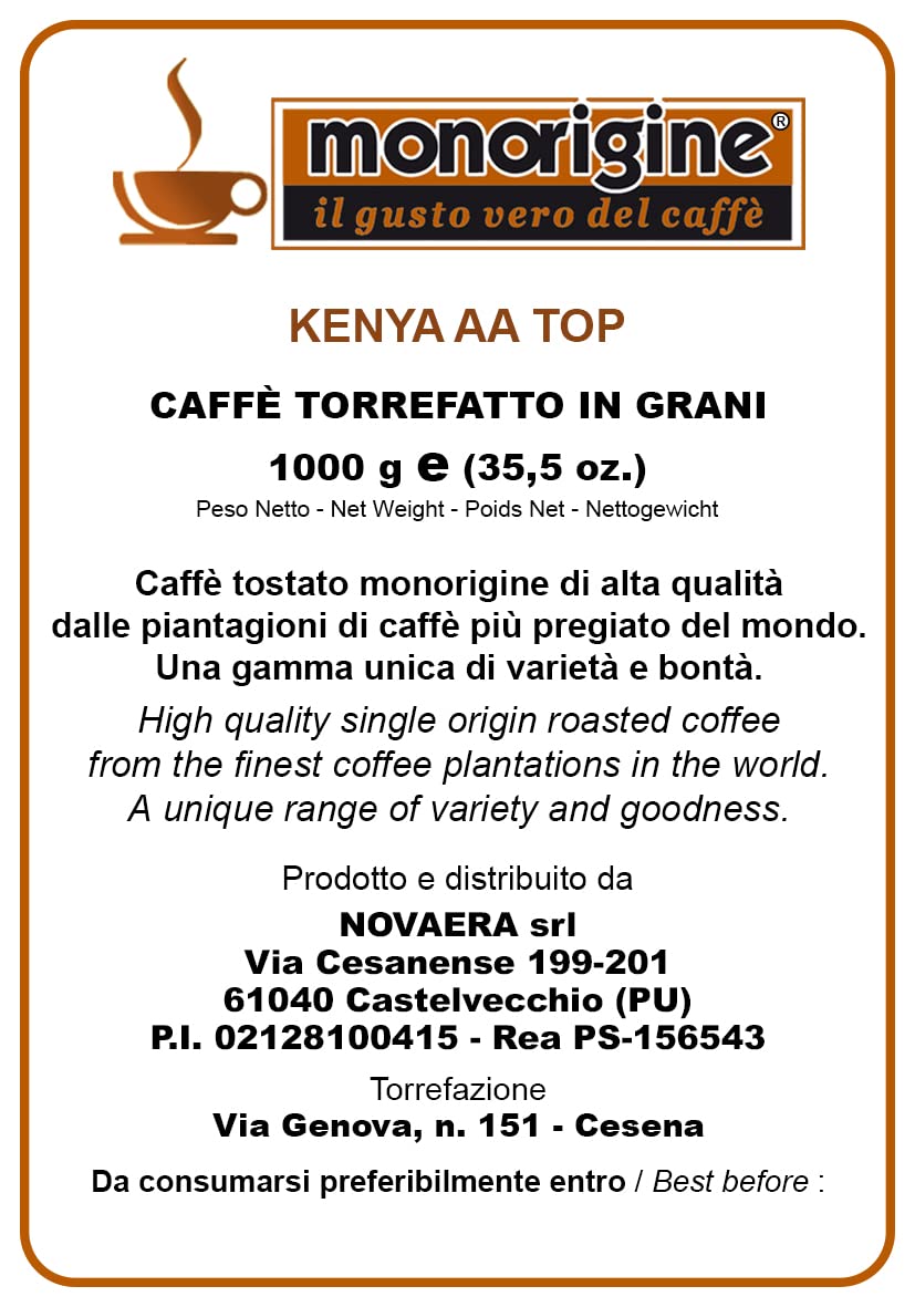 Caffè in Grani Kenya AA TOP 1 Kg - Caffè Monorigine Arabica 100%