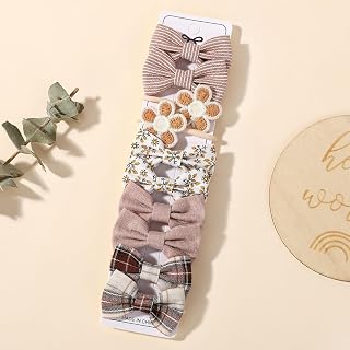 10pcs Hair Ties with Bows 1.6" Small Elastic Hair Ties Ponytail Holders Soft Fabric Flower Bow Rubber Hair Bands for Women Youngs(10pcs-E)