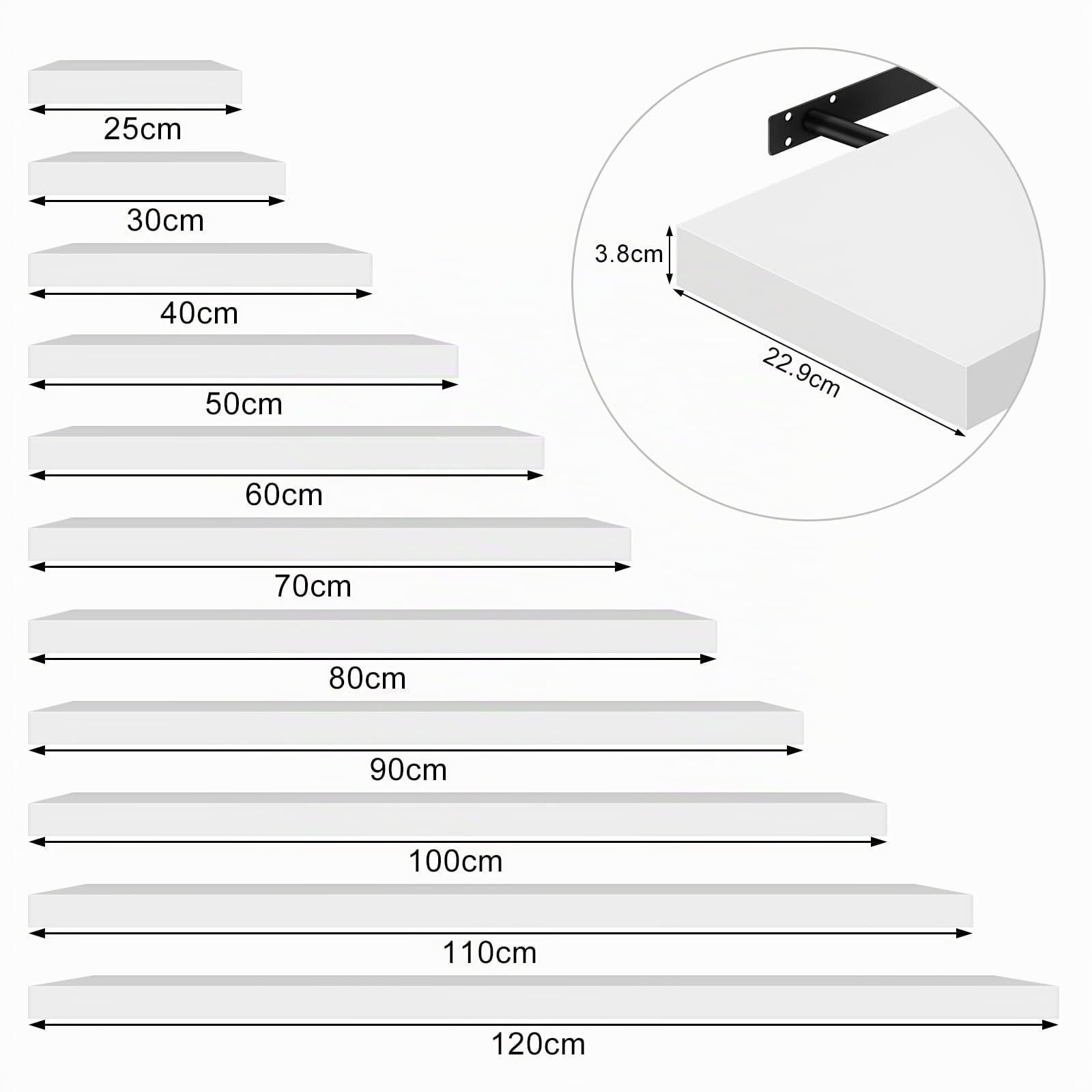 WOLTU Mensola da Muro Scaffale Sospeso da Parete Libreria Piccola per Soggiorno Cameretta Porta CD DVD, Pannello MDF 25x22,9x3,8cm, Bianco, RG9488ws