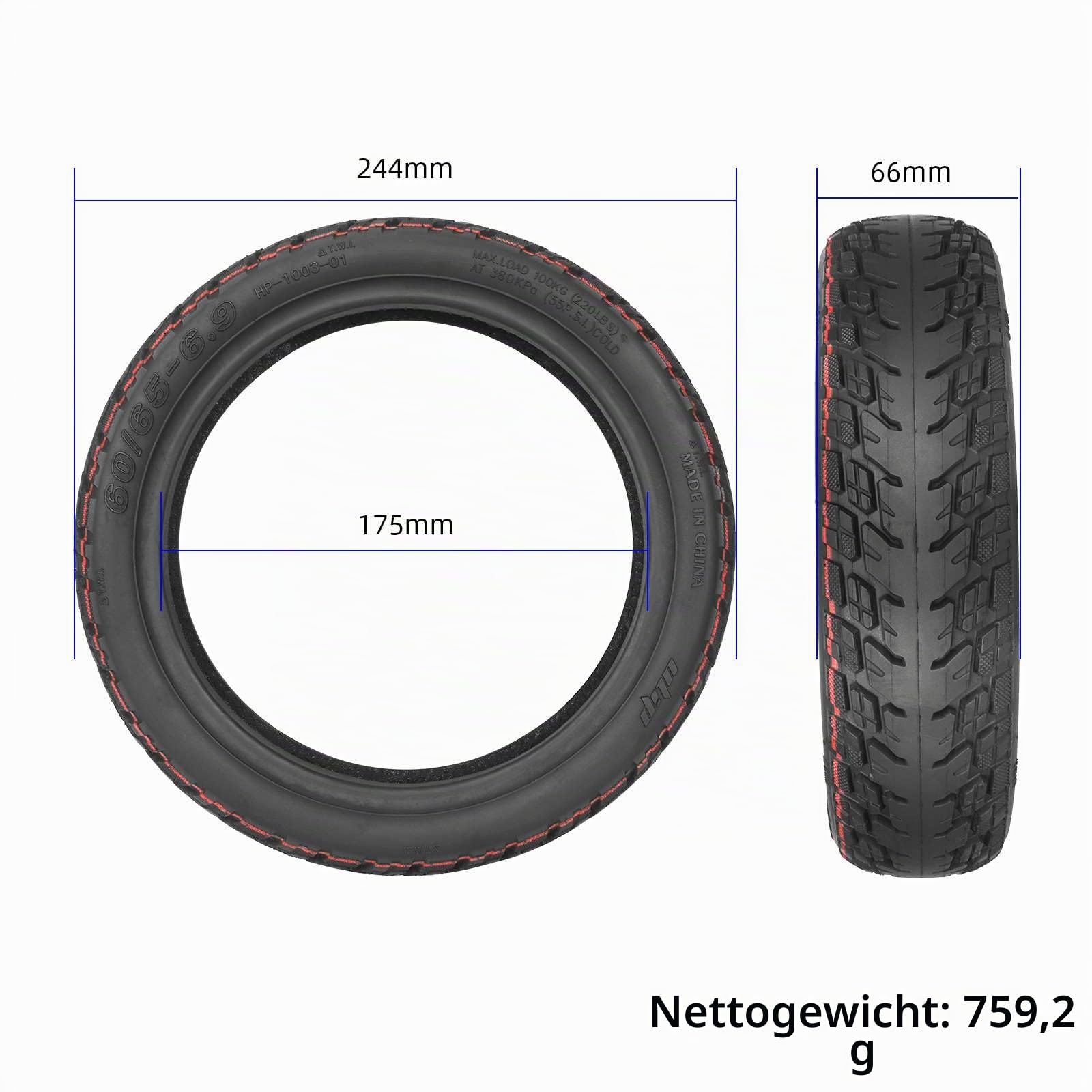 60/65-6,9 Selbstreparierender Off-Road Schlauchlose Reifen für Ninebot Max G2 G2D G2E Elektroroller Reifen 10 Zoll Roller Ersatzreifen (Selbstreparierender OffRoad-2 Stück)