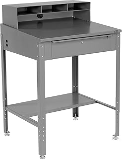 Global Industrial Sloped Shop Desk with Pigeonhole Compartments & Cylind...