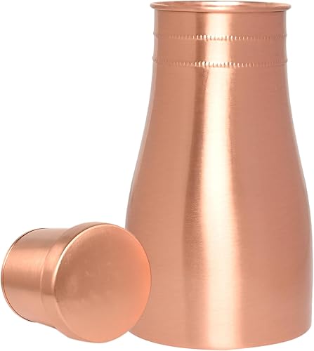 Vista 18 de Jarra de noche de cobre puro para beneficios de salud ayurveda - capacidad - 1 litro (33.81 onzas líquidas de EE. UU.) (martillado) Hammered,Cerezo