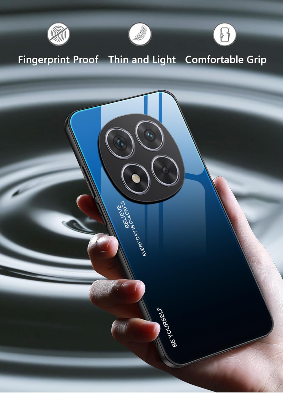 WBWONE Cover per Xiaomi Redmi Note 14 Pro 5G / POCO X7 5G, Slim Colori Sfumato Custodia Posteriore in Vetro Temperato 9H, Bordo in TPU Bumper in Silicone Protettiva Case - 3