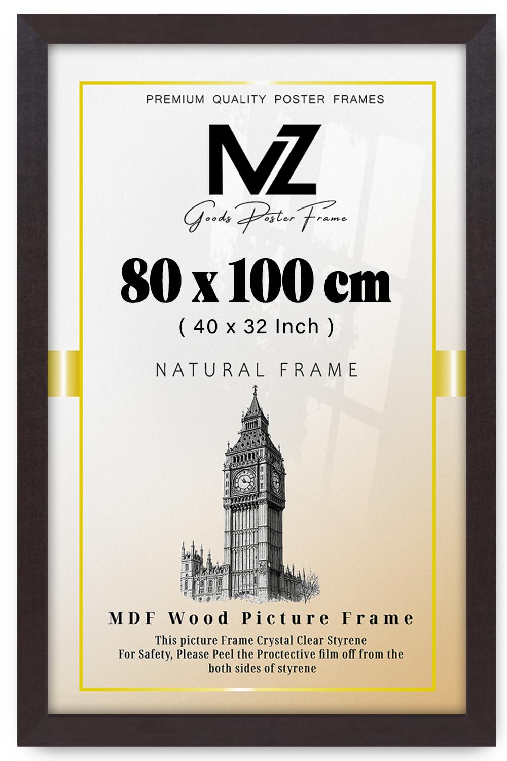 Modern Mdf Wooden Wide Mahogony Frame | 80x100 Cm Poster Frames Durable Sleek Acrylic Front | Jigsaw Puzzle Picture Frames Large Art Display For Home & Office Décor