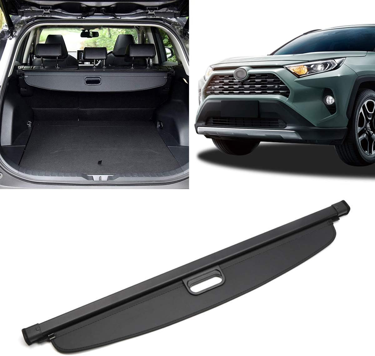 Cargo Cover Compatible with RAV4 2019 2020 2021 2022 Rear Trunk Cover Retractable Cargo Security Shield Black