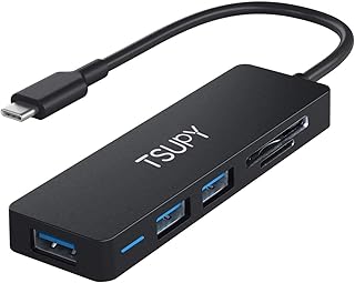 TSUPY USB C Hub 5 Port with 3 USB 3.0 5Gbps + SD Micro SD Card Reader USB C to USB C Adapter for MacBook Pro iPad 2018 Surface Pro 7 and USB Stick SD Card, More