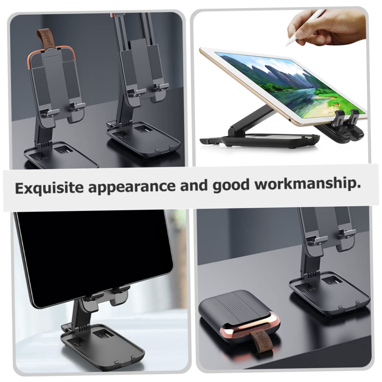 Smartphone e Tablet Pieghevole per Scrivania Holder per Videochiamate e Visione Film Design e Stabile Accessorio per Cellulari e Tablet
