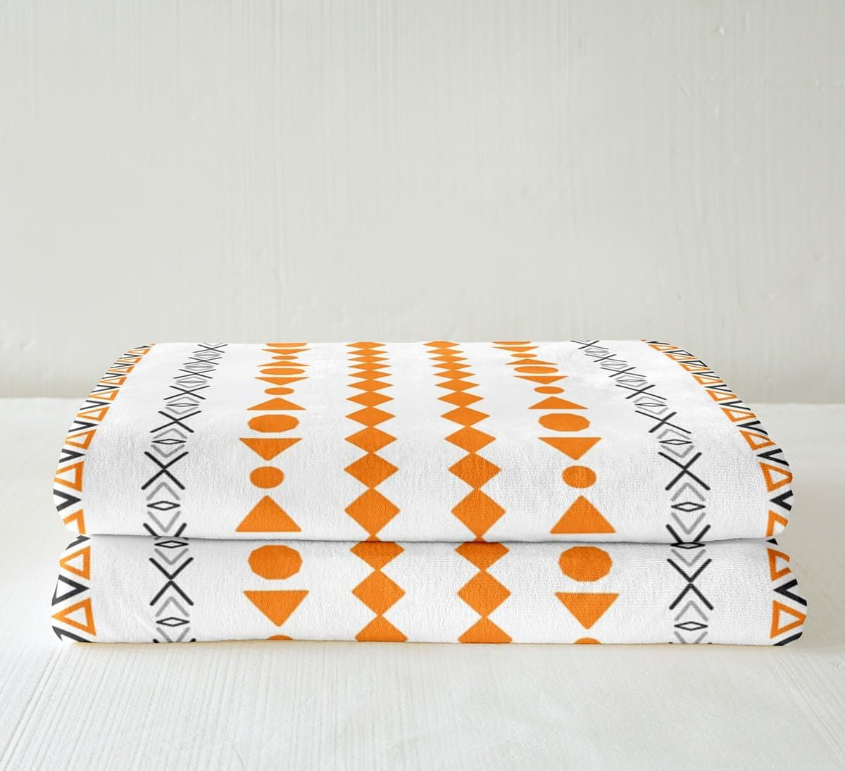Feelyou Southwestern Fleece Throw Blanket Twin 60"x80" Kids Geometric Plush Blanket for Bed Sofa Couch Boys Girls Boho Chic Medallion Exotic Sherpa Blanket Bedroom Orange Fuzzy Blanket Room Decor image 4