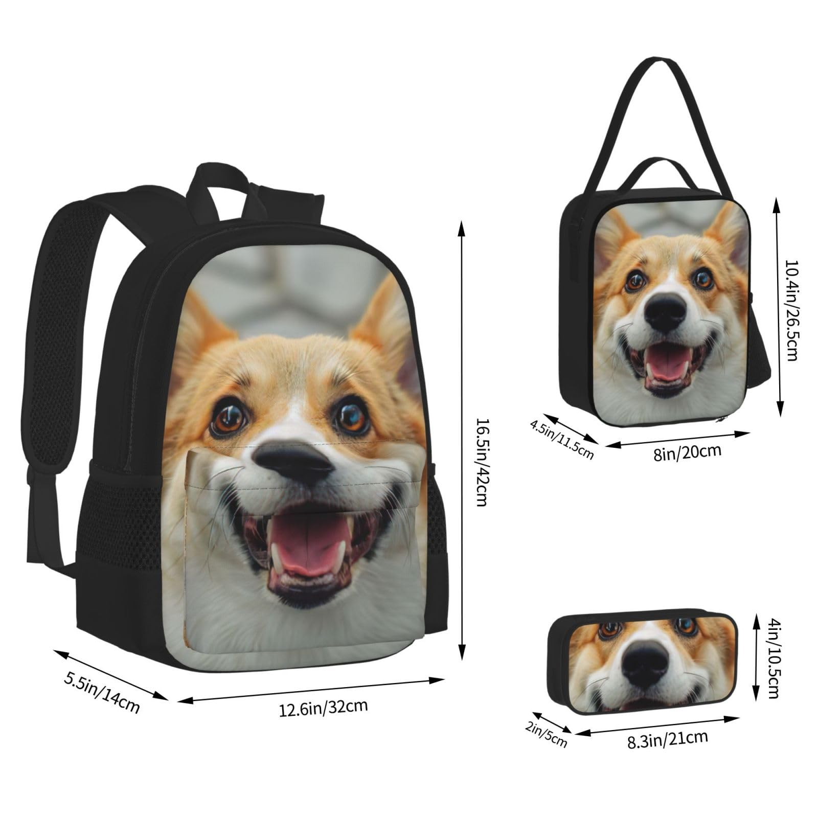 Zaino, borsa portapranzo, astuccio, set da 3 pezzi, per lavoro e