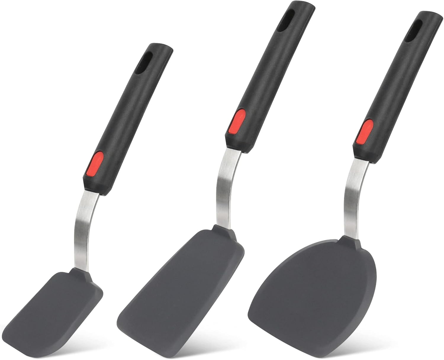 Silicone Spatula Turner, VOVOLY 3-Pack Spatula Set for Nonstick Cookware, BPA Free Rubber Spatulas, Heat Resistant Kitchen Utensil, No Scratch or Melting, Ideal for Egg, Cookie, Crepe, Burger, Pancake: Home & Kitchen