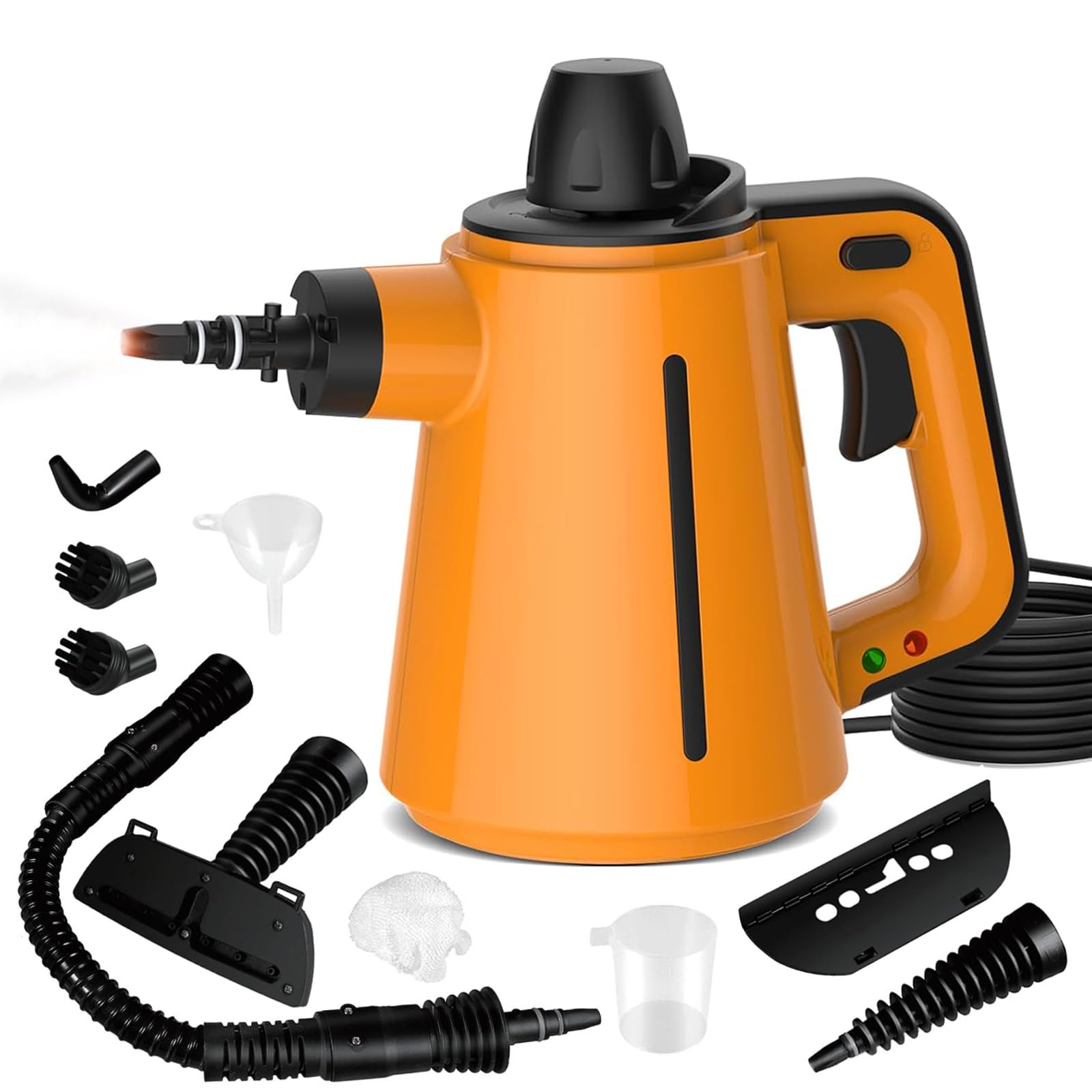 Vaporeta Limpieza Hogar, 1050W 10 Accesorios 380ML Limpiador a Vapor Multiusos para todo Alta Temperatura 3.5bar Alta Presión Libre de Químicos, Vaporeta de Mano Hogar Sofas Cristales Baño Ventanas