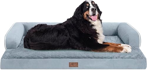 Miniatura 30 de Cama ortopédica extra grande para perros impermeable: cama de espuma viscoelástica para perros XL y extra grandes, sofá sofá, lavable con funda Azul