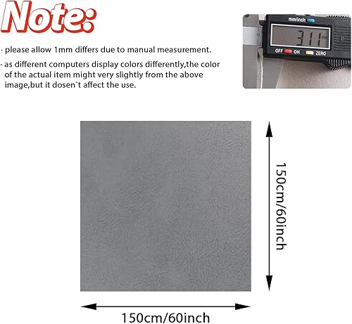 Miniatura 2 de MOTUKA Tela de gamuza gris de 60 pulgadas de largo x 60 pulgadas de ancho con material de respaldo de espuma, tela de microgamuza para