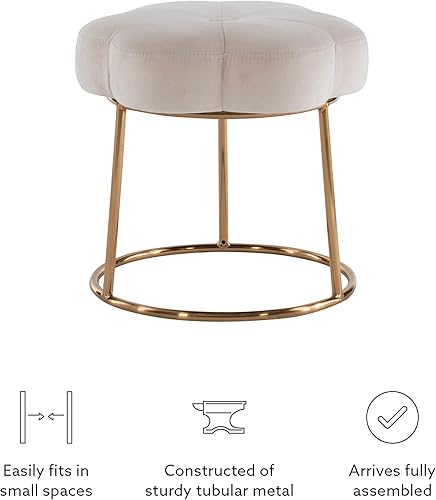 Miniatura 9 de Linon Taburete Talulah de tocador y acento blanco y dorado