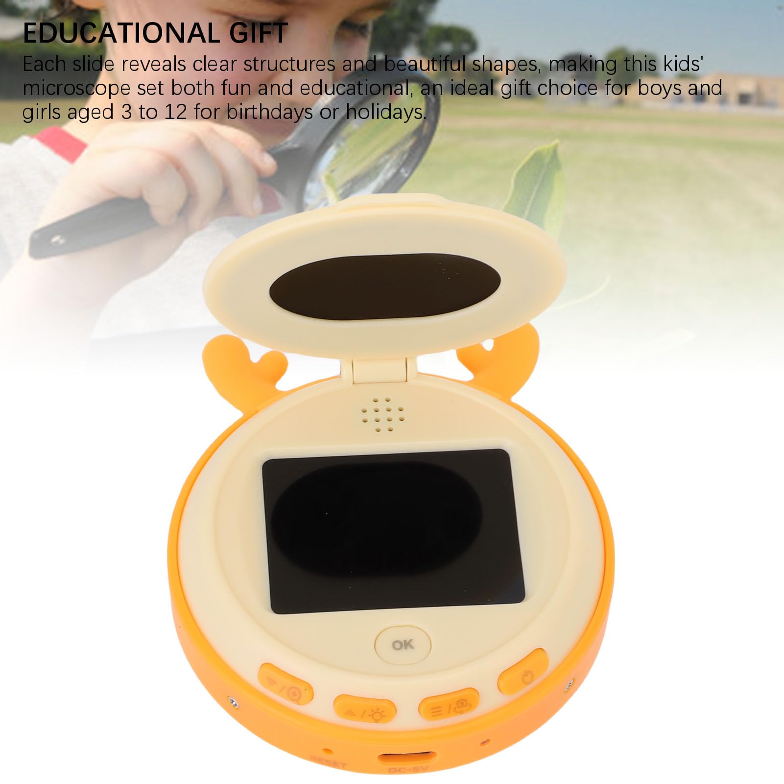 Tbest Microscopio para Niños con Pantalla de 2 Pulgadas, Juguete Educativo