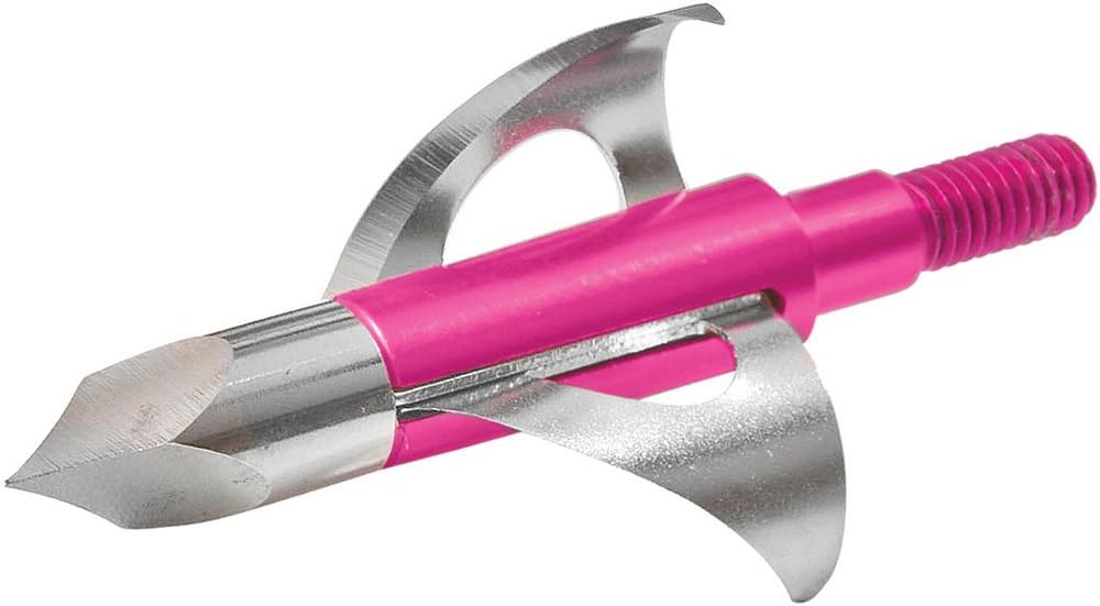 Cyclone Broadhead – Pink, 100 Grain, 3 Pack, Fixed Blade Broadhead, 1-Inch Cut, Chisel Tip, Interchangeable with Toxic Series Blades