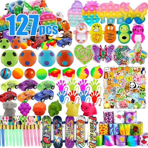 YOAUSHY 127 Pcs Party Favors for Kids, Treasure Box Toys for Classroom, Prizes Box Toys Classroom, Goodie Bags Stuffer Pinata Fillers, Treasure Chest Toys
