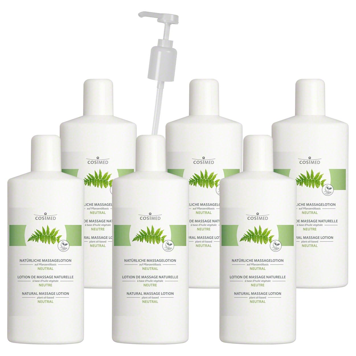 cosiMed Massage-Set 6 x Natürliche Massagelotion Neutral 1 l, inkl. Dosierpumpe