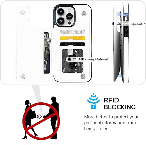 Miniatura 3 de Funda de piel con tapa compatible con iPhone 1312 Pro Max de 6.7 pulgadas, tarjetero de manga delgada con ranuras para tarjetas, a prueba de golpes,