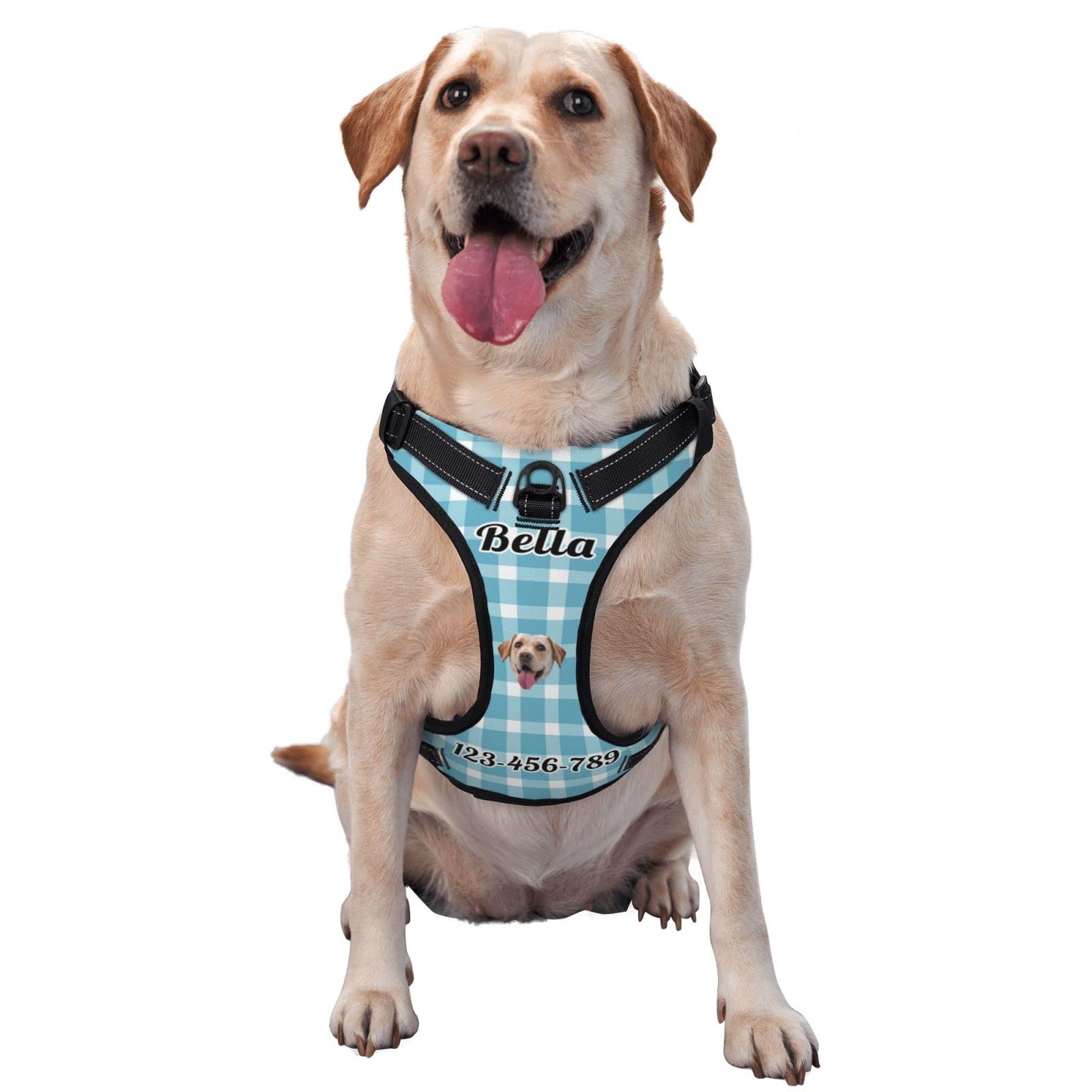 Personalised Dog Harness, Personalized Pet Vest with Name, Phone Number, Personalized Photo No Pull Dog Vest, Custom Heavy Duty Reflective Dog Harness for Puppy Small Medium Large Dog