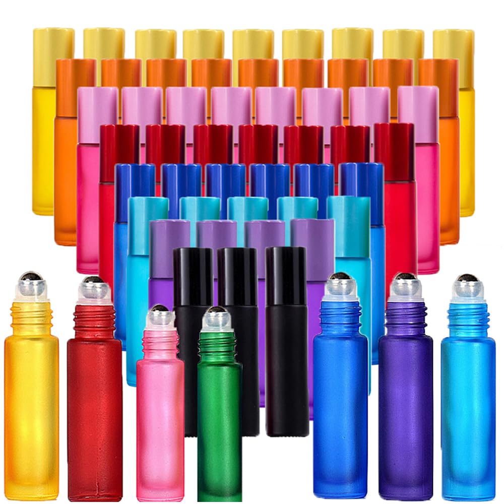 Flacon roller en verre dépoli bleu ciel 5ml avec bille inox pour aromathérapie