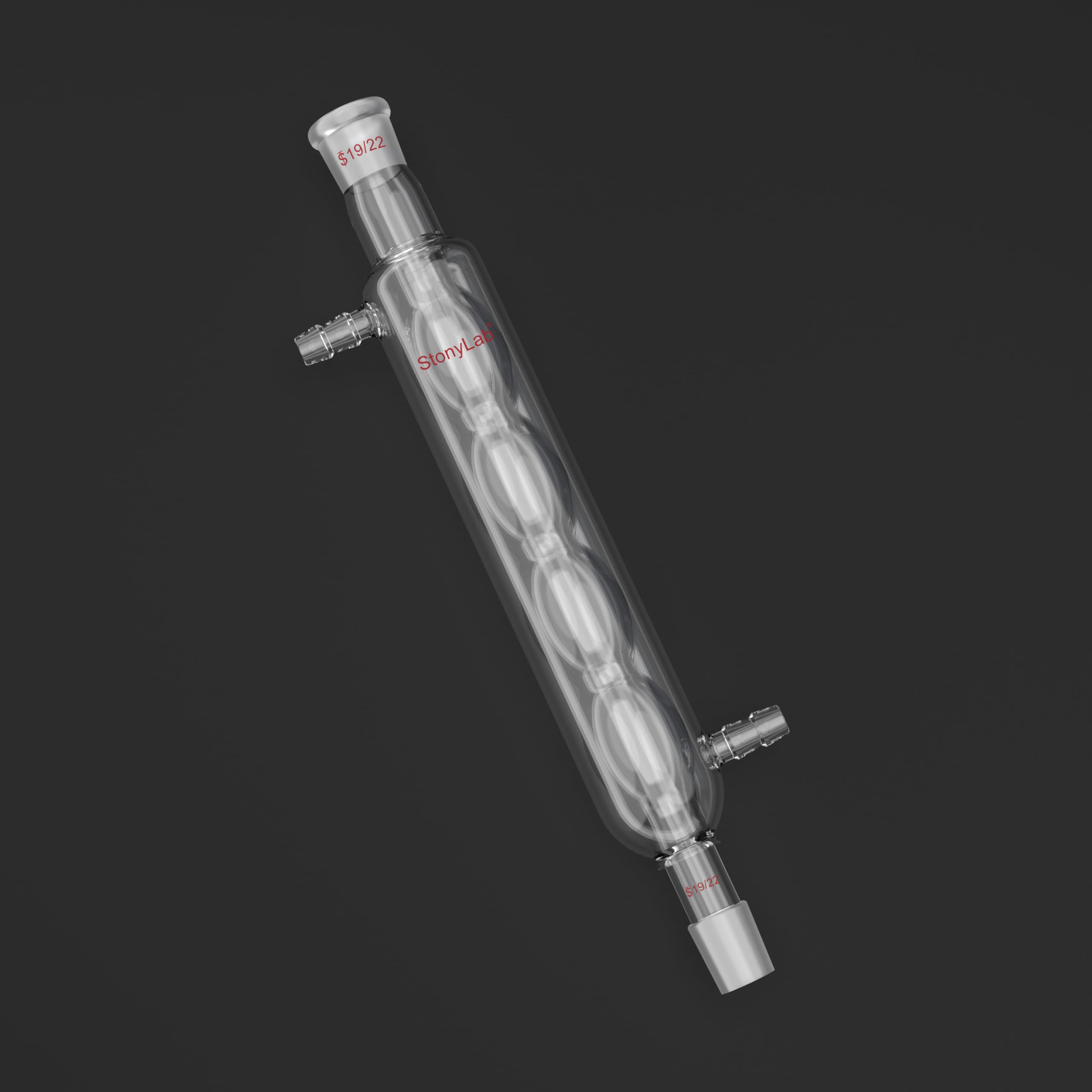 stonylab Condensatore Allihn con Giunti 19/22, Condensatore da Laboratorio in Vetro Borosilicato per Distillazione, Riflusso, Esperimenti di Chimica, Lunghezza Camicia a Spirale 200 mm