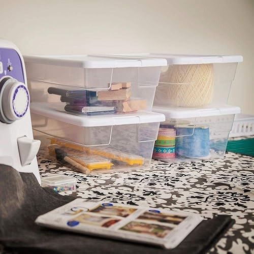 Miniatura 5 de Sterilite 16428012 - Caja de almacenamiento de 6 cuartos de galón/5,7 litros, tapa blanca con base transparente (paquete de 6)