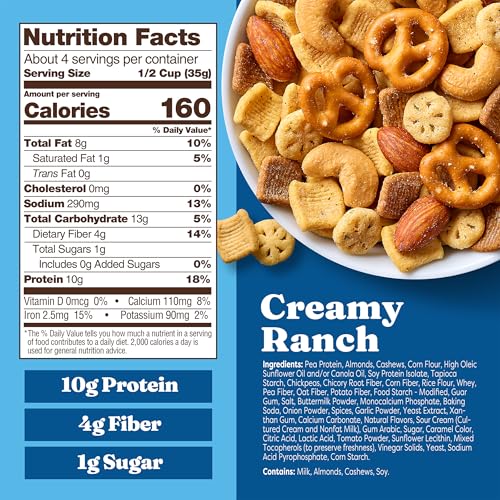 Image of Catalina Crunch Protein Snack Mix | 10g Protein, 1g Sugar per Serving | Good Source of Fiber, Gluten Free | Creamy Ranch, 5.25 Ounce Bag (Pack of 5) - Packaging May Vary | 10g Protein, 1g Sugar per Serving, Good Source of Fiber, Gluten Free, Packaging May Vary