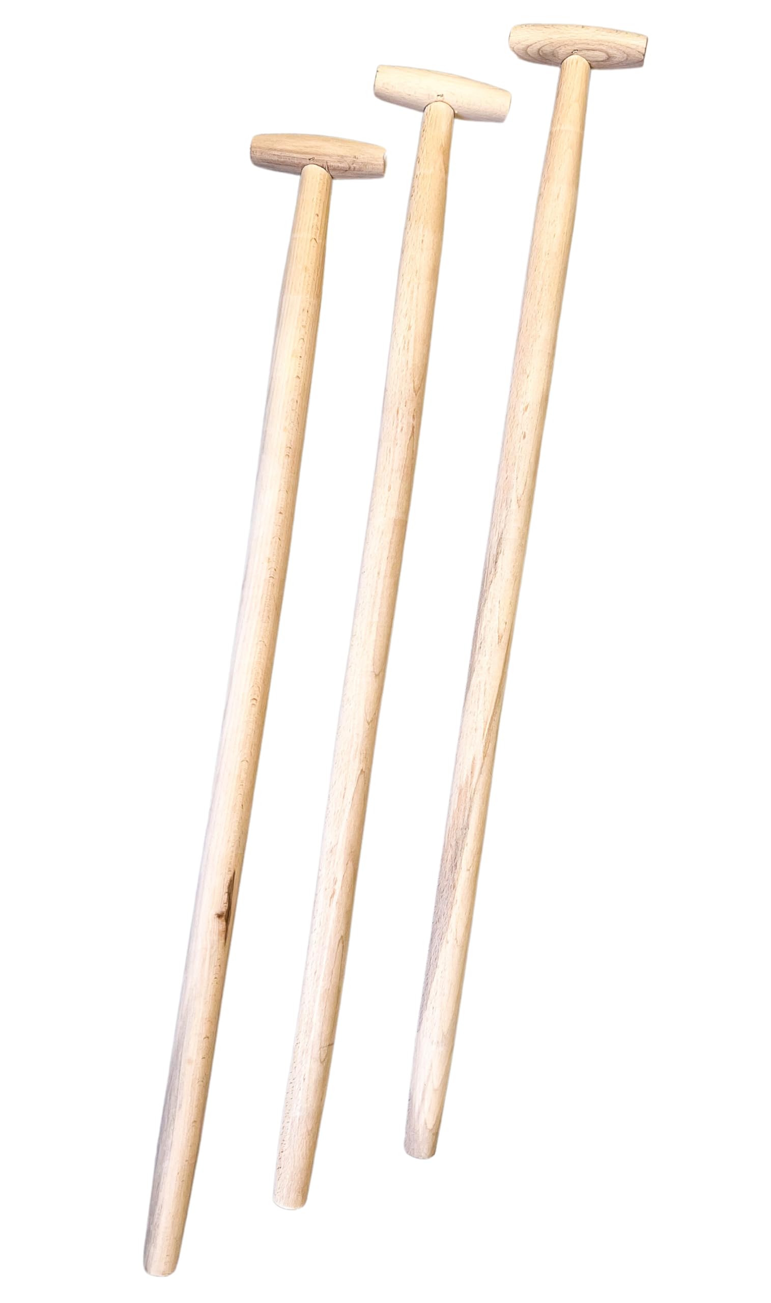 3 Stk. Besenstiel Holz 100cm Ersatzstiel mit T-Griff, Holzstiel aus Buchenholz, Gerätestiel Ø 38 mm, Holzstiele für Gartengeräte, Gartenhacken, EU-Produktion