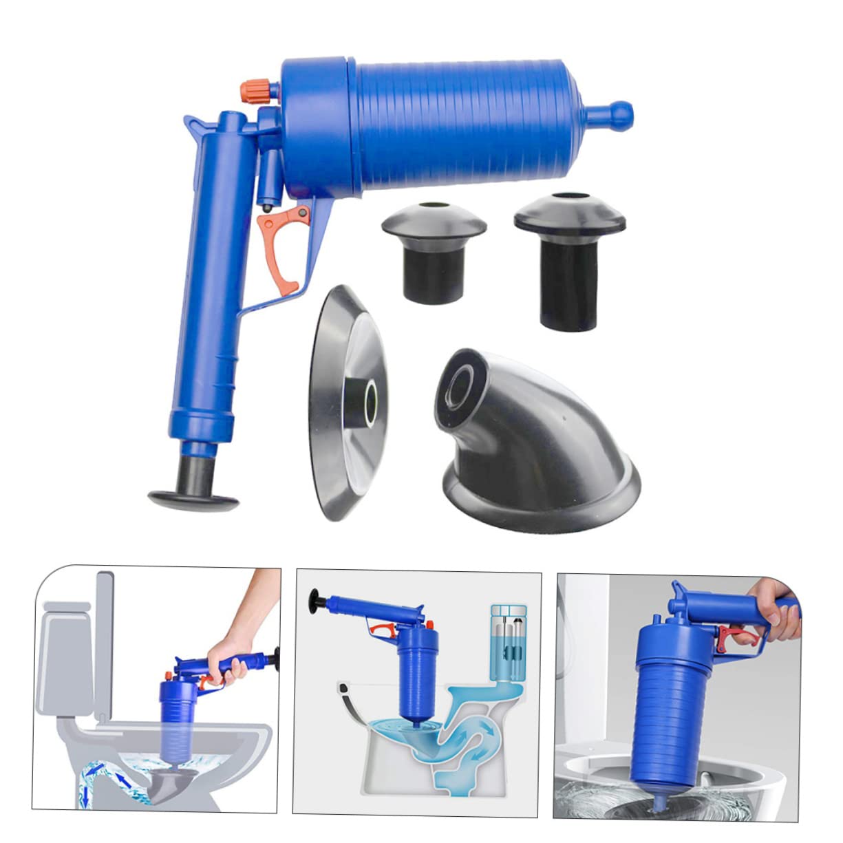Déboucheur de Canalisation à Air, Ventouse Wc en Abs, 1 Set 2 Tailles de Ventouses, pour Évier et Sol, Débouchage Rapide