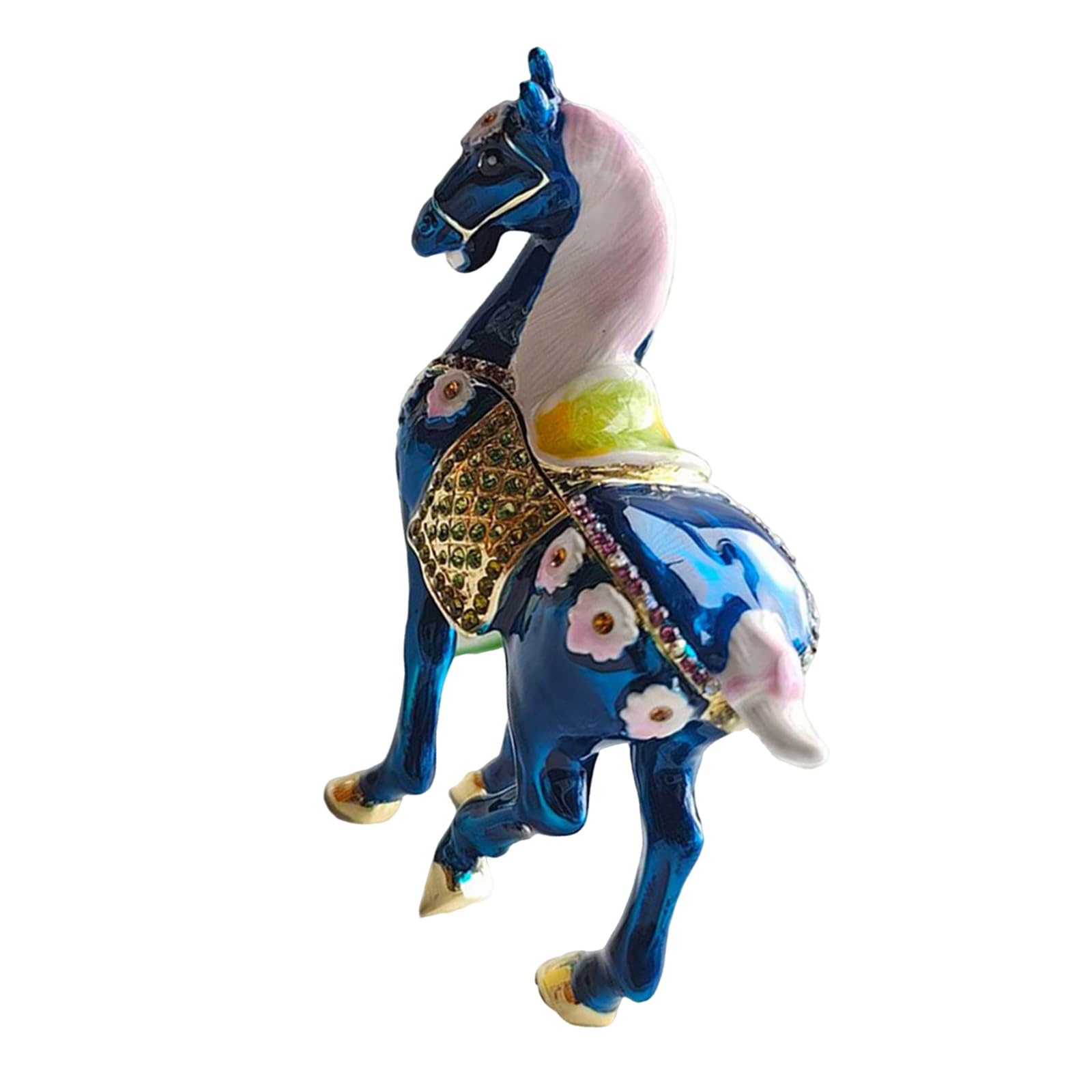 Horse Trinket Box Glossy Painted Zinc Alloy Jewelry Case, Compact Dresser Decor and Decorative Souvenir Storage Box Horse Jewelry Painted Trinket Case Decorative Storage Tabletop Display Dresser Decor
