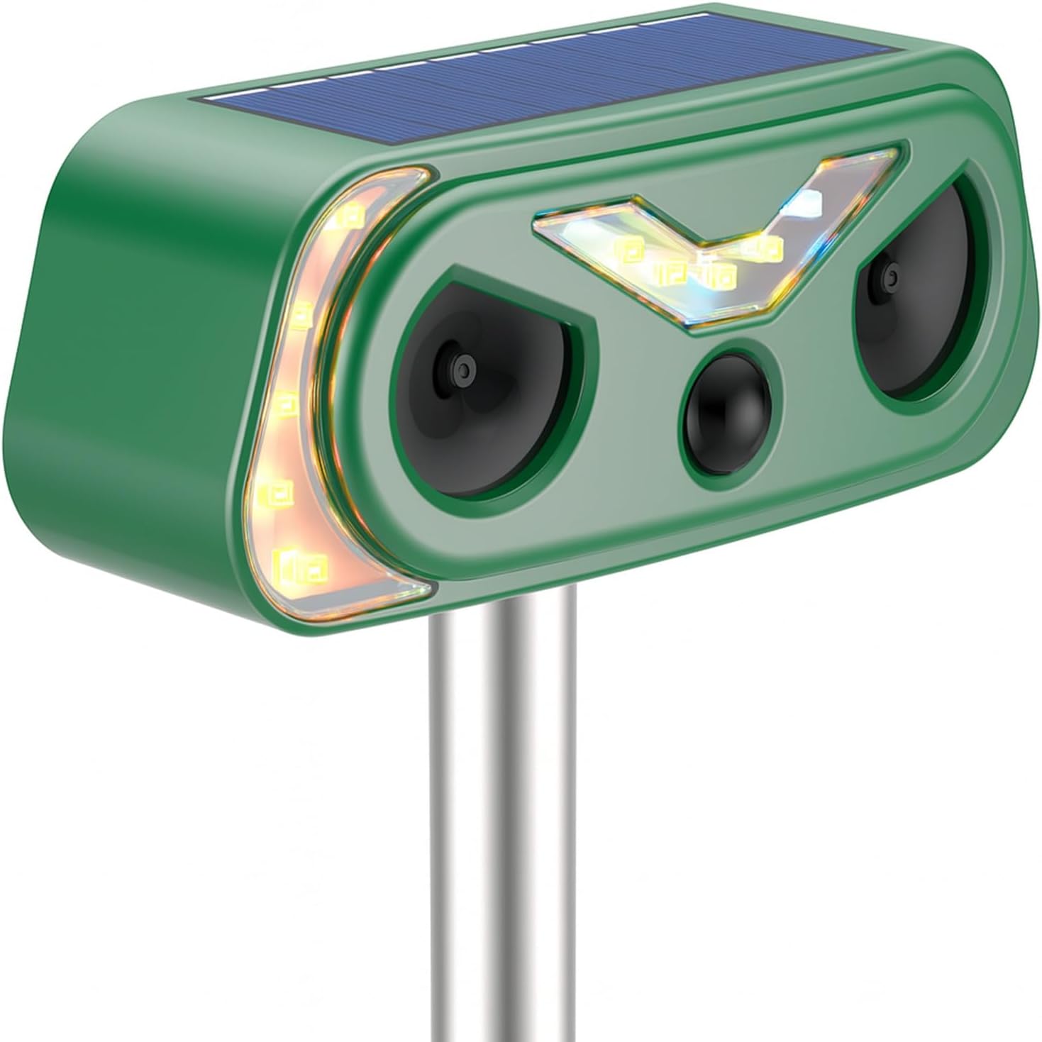Solar Ultrasonic Animal Repellent Outdoor, 1 Pack Cat Repellent Outdoor with Motion Detection, Skunk for Yard Garden Farm, Raccoon,Squirrel,Deer,Rabbit,Rodent Deterrents Animal Repeller, Green
