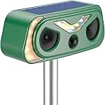 Solar Ultrasonic Animal Repellent Outdoor, 1 Pack Cat Repellent Outdoor with Motion Detection, Skunk for Yard Garden Farm, Raccoon,Squirrel,Deer,Rabbit,Rodent Deterrents Animal Repeller, Green